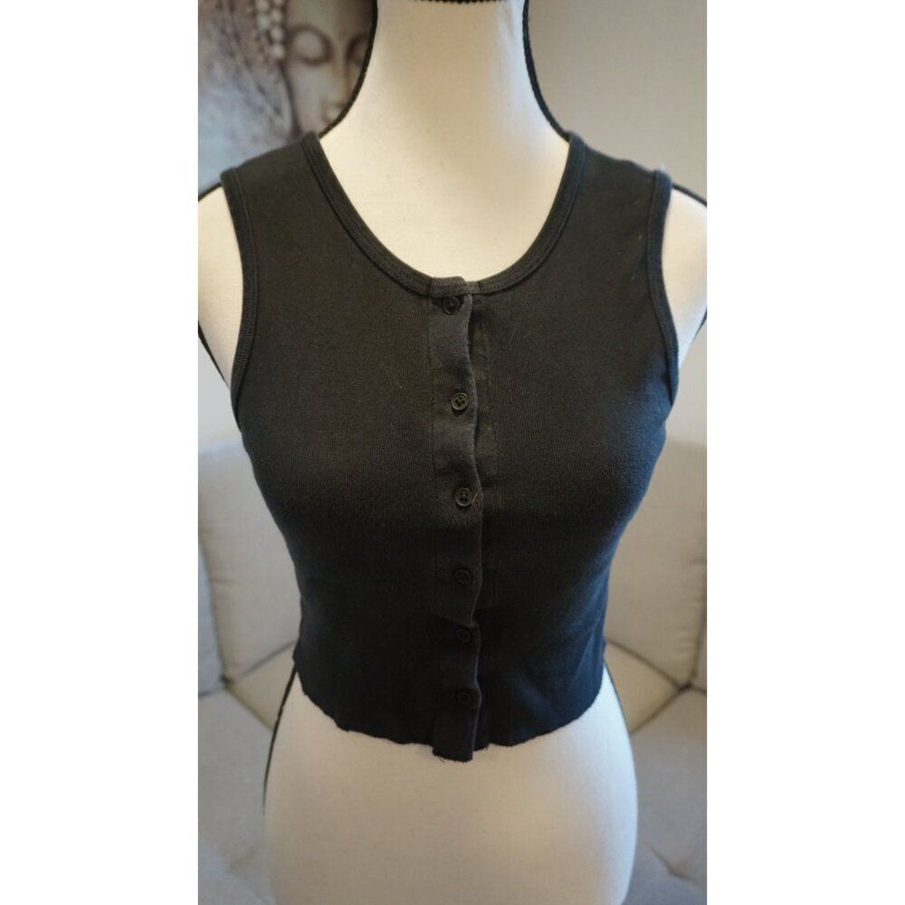 Brandy Melville Cropped Cardigan Tank Top w/ Front Buttons, One Size
